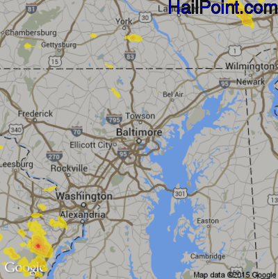 Hail Map for Baltimore, MD Region on September 11, 2019 