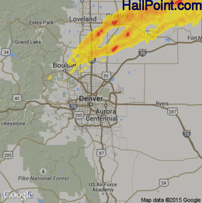 Hail Map for Denver, CO Region on September 11, 2019