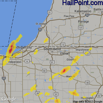Hail Map for South Bend, IN Region on September 12, 2019