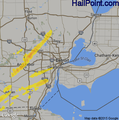 Hail Map for Detroit, MI Region on September 13, 2019