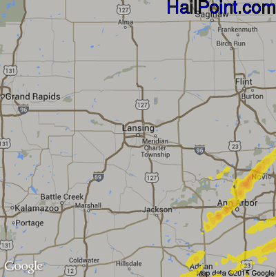 Hail Map for Lansing, MI Region on September 13, 2019