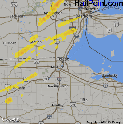 Hail Map for Toledo, OH Region on September 13, 2019