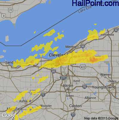 Hail Map for Cleveland, OH Region on September 13, 2019