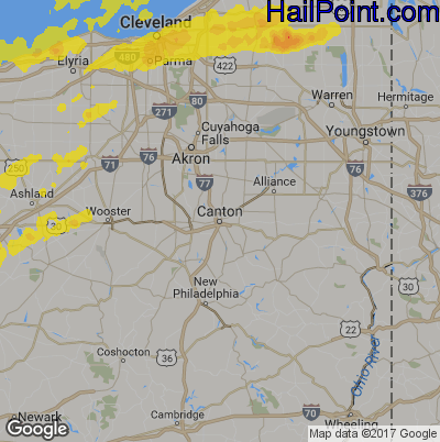 Hail Map for Canton, OH Region on September 13, 2019