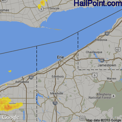 Hail Map for Erie, PA Region on September 14, 2019