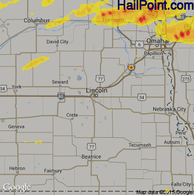Hail Map for Lincoln, NE Region on September 14, 2019