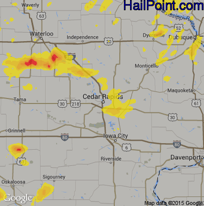 Hail Map for Cedar Rapids, IA Region on September 18, 2019