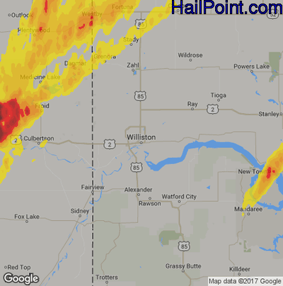 Hail Map for Williston, ND Region on September 20, 2019