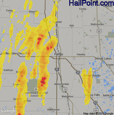 Hail Map for Fargo, ND Region on September 20, 2019