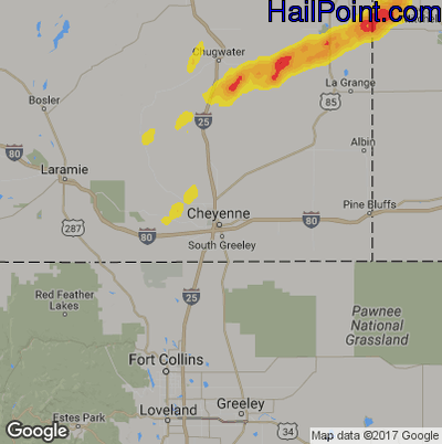 Hail Map for Cheyenne, WY Region on September 20, 2019