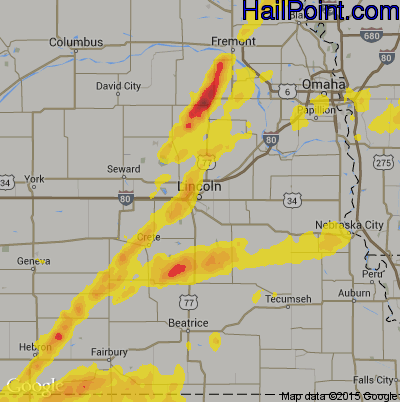 Hail Map for Lincoln, NE Region on September 21, 2019