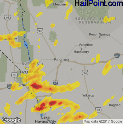 Hail Map for Kingman, AZ Region on September 23, 2019