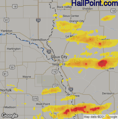 Hail Map for Sioux City, IA Region on September 24, 2019