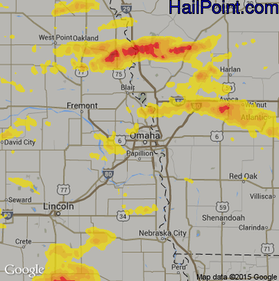 Hail Map for Omaha, NE Region on September 24, 2019