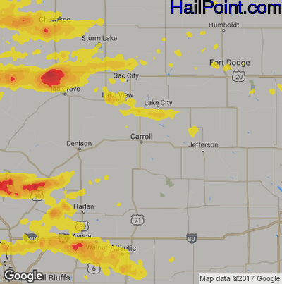 Hail Map for Carroll, IA Region on September 24, 2019