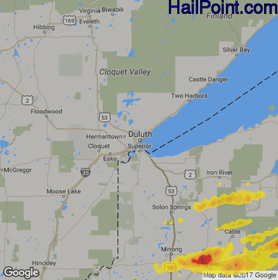 Hail Map for Duluth, MN Region on September 24, 2019