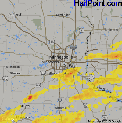 Hail Map for Minneapolis, MN Region on September 24, 2019
