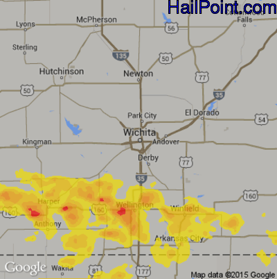 Hail Map for Wichita, KS Region on September 26, 2019