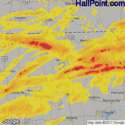 Hail Map for Kirskville, MS Region on September 27, 2019