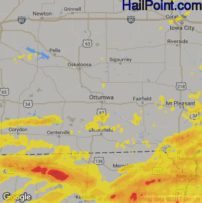 Hail Map for Ottumwa, IA Region on September 27, 2019