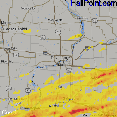 Hail Map for Davenport, IA Region on September 27, 2019