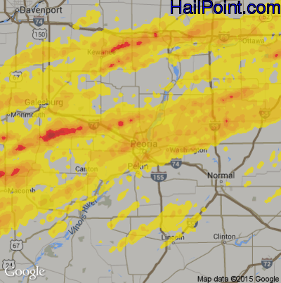 Hail Map for Peoria, IL Region on September 27, 2019
