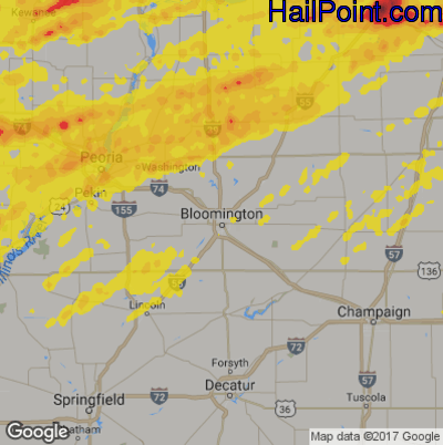 Hail Map for Bloomington, IL Region on September 27, 2019