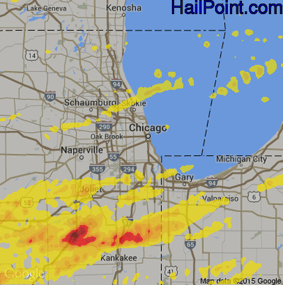 Hail Map for Chicago, IL Region on September 27, 2019