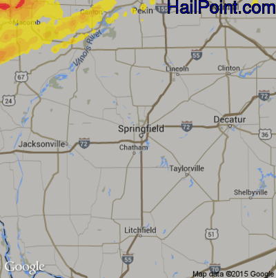 Hail Map for Springfield, IL Region on September 27, 2019