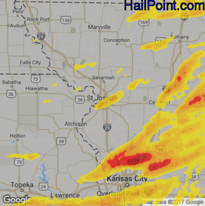 Hail Map for St. Joseph, MS Region on September 27, 2019 