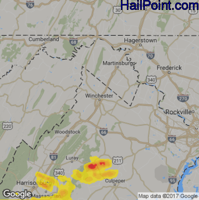 Hail Map for Winchester, VA Region on September 28, 2019