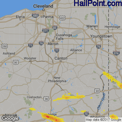 Hail Map for Canton, OH Region on September 28, 2019