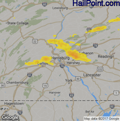 Hail Map for Harrisburg, PA Region on September 28, 2019