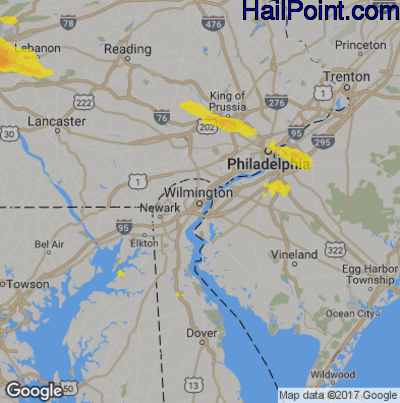 Hail Map for Wilmington, DE Region on September 28, 2019 