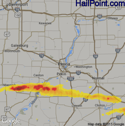 Hail Map for Peoria, IL Region on September 29, 2019