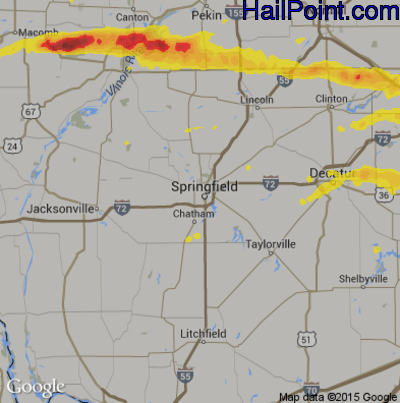 Hail Map for Springfield, IL Region on September 29, 2019