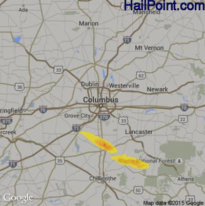 Hail Map for Columbus, OH Region on September 29, 2019