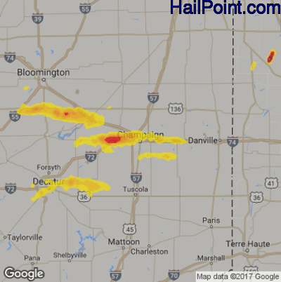 Hail Map for Champaign, IL Region on September 29, 2019