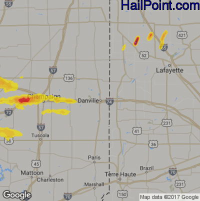 Hail Map for Danville, IL Region on September 29, 2019