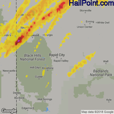 Hail Map for Rapid City, SD Region on September 30, 2019