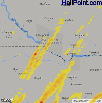 Hail Map for Grand Island, NE Region on October 1, 2019