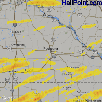 Hail Map for Rochester, MN Region on October 1, 2019