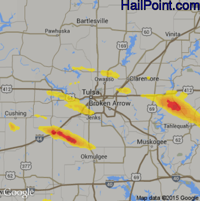 Hail Map for Tulsa, OK Region on October 5, 2019