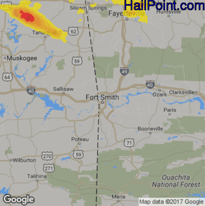 Hail Map for Forth Smith, AR Region on October 6, 2019