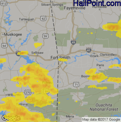Hail Map for Forth Smith, AR Region on October 6, 2019