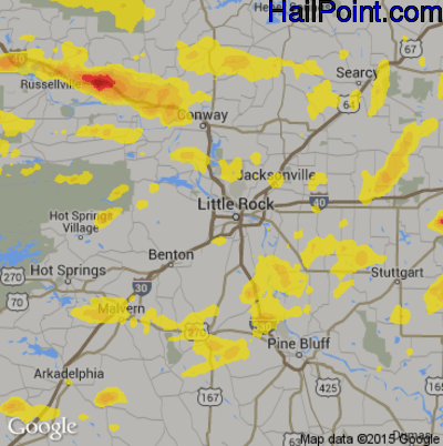 Hail Map for Little Rock, AR Region on October 6, 2019