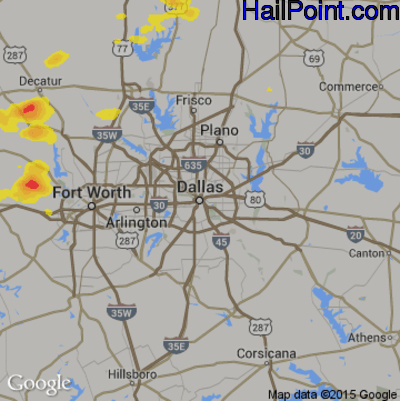 Hail Map for Dallas, TX Region on October 6, 2019