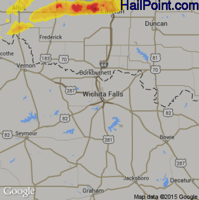 Hail Map for Wichita Falls, TX Region on October 9, 2019