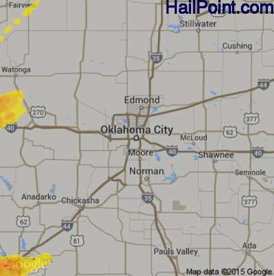 Hail Map for Oklahoma City, OK Region on October 10, 2019 