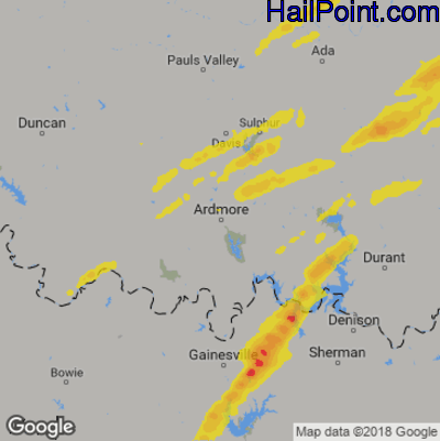 Hail Map for Ardmore, OK Region on October 10, 2019
